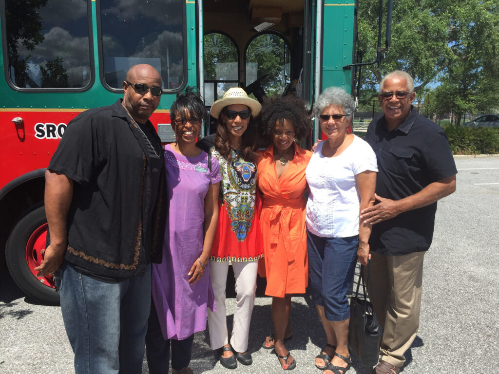 Vickie Oldham group photo with SRQ Trolley Tour